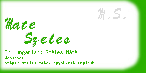 mate szeles business card