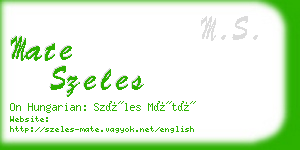 mate szeles business card